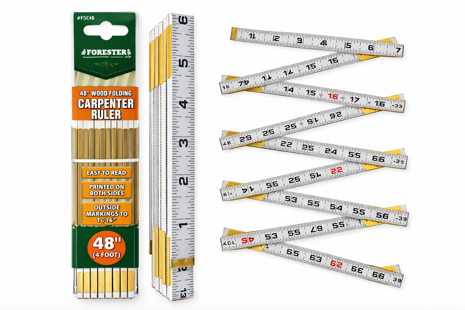 48 In Wood Ruler Wood Folding Carpenter / Log Ruler – The Real Forester